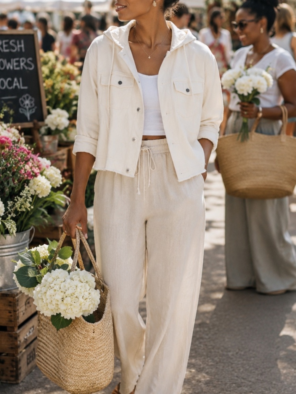 Bella Dahl Hooded Utility Jacket | Cream | Raw Hem | Lightweight Layer
